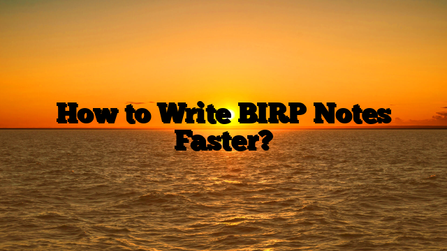 How to Write BIRP Notes Faster?