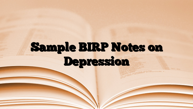 Sample BIRP Notes on Depression