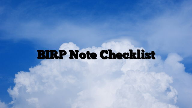 BIRP Note Checklist