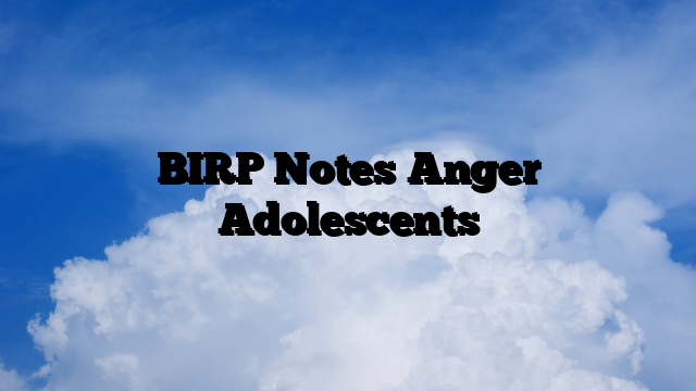 BIRP Notes Anger Adolescents